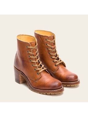 Frye Sabrina G6 Leather Lace-Up Heeled Ankle Boots